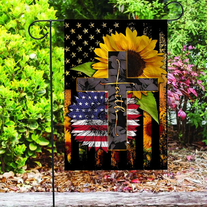 Custom Flag American Faith Sunflower Flag - Garden Flag V1