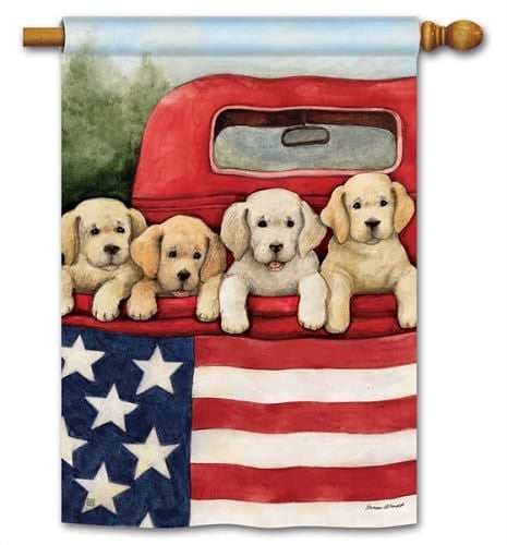 Patriotic Puppies House Flag