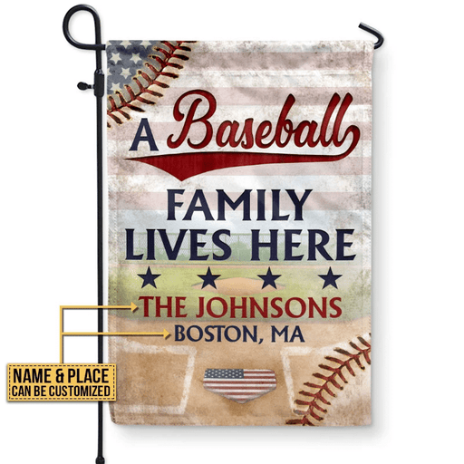 Personalized Stars & Stripes Baseball A Family Lives Here Custom Flag