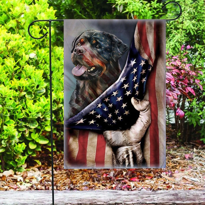 Rottweiler American U.S. Flag - Garden Flag V1