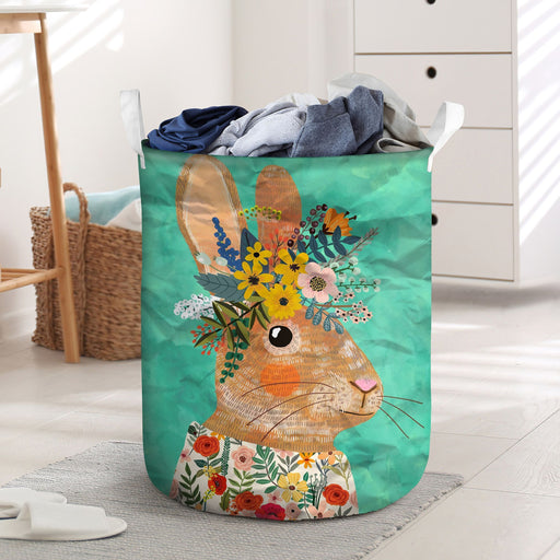 A Beautiful Rabbit With Flowers NI2908027DT Laundry Basket
