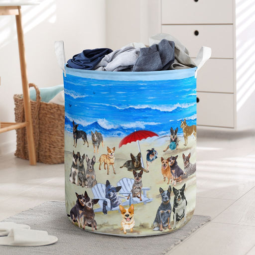 Australian Cattle Dog In Beach YQ1603104CL Laundry Basket