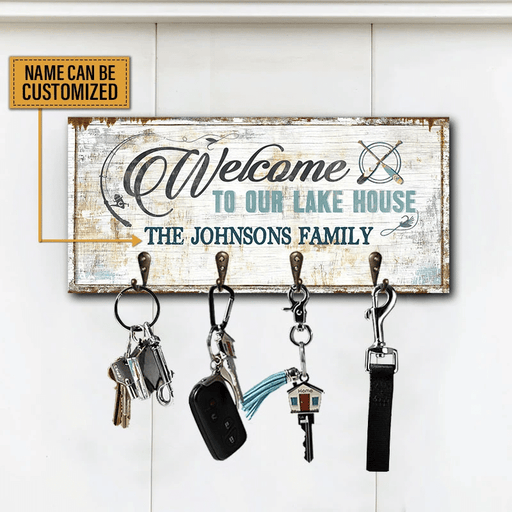 Lake House Welcome To Our Lake House Personalized Wooden Key Hook Key Holder