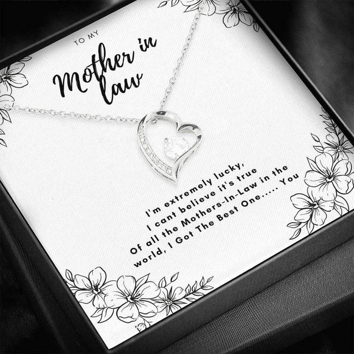 Family Silver Forever Love Necklace Gift For Mother In Law I'm Extremely Lucky