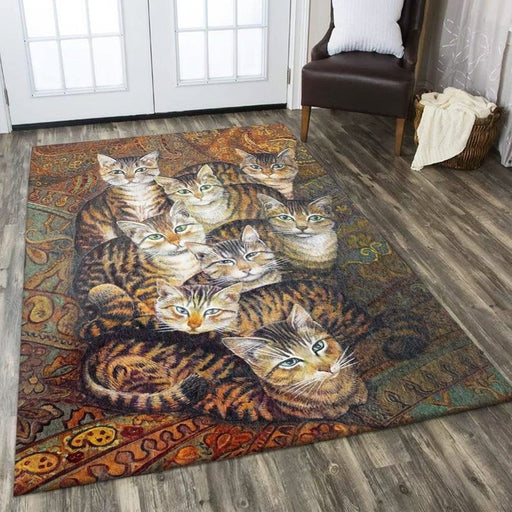 Cat V7 Rug gift For Anniversary, Mother's day, Father's day Anti-Skid Plush Velour Area Rug | AR1629