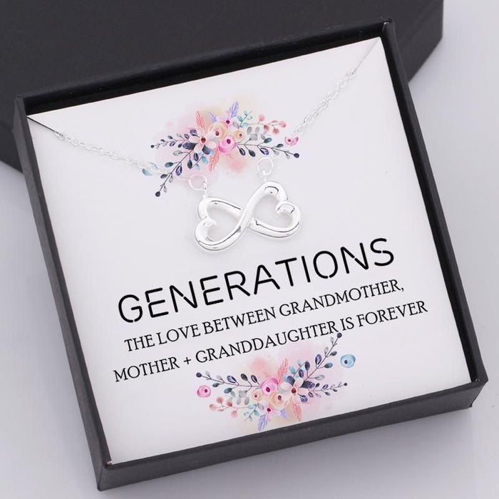 The Love Between Grandmother Mother And Granddaughter Is Forever Infinity Heart Necklace Gift For Mom Mother's Day Gift Ideas