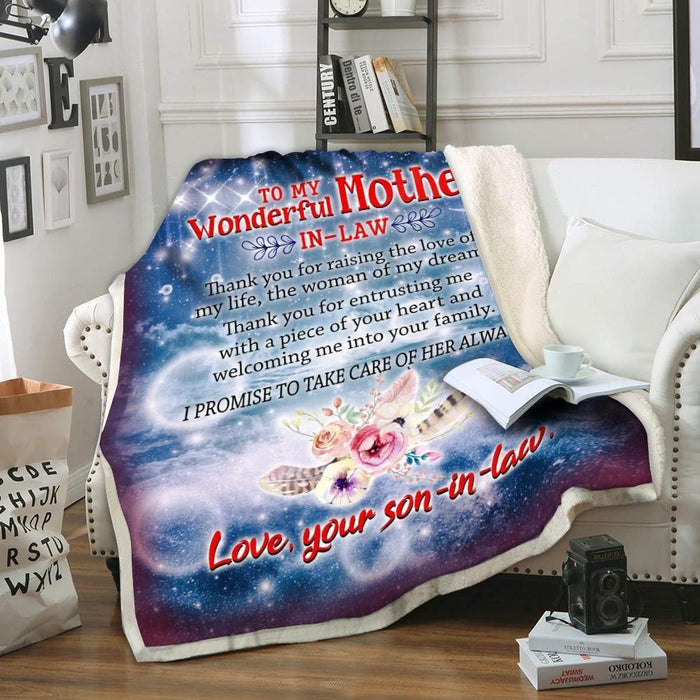 Famh - my wonderful mother-in-law i promise - blanket - gift for mother-in-law gift