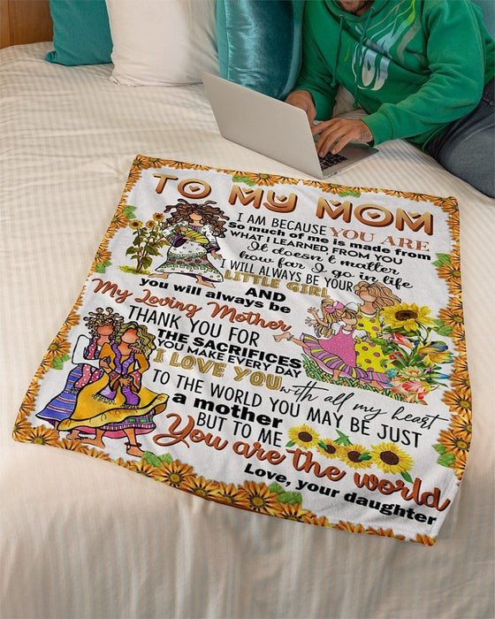 BeKingArt Family Personalized You'll Always Be My Loving Mother With Sunflower Gift For Mom Fleece Blanket