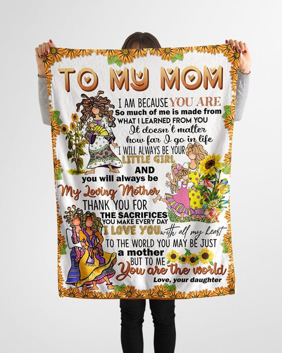 BeKingArt Family Personalized You'll Always Be My Loving Mother With Sunflower Gift For Mom Fleece Blanket