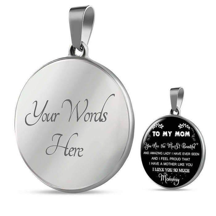 Family Birthday Gift For Mom Silver Circle Pendant Necklace I Love You So Much