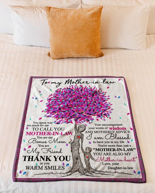 BeKingArt Family Personalized You're Also My Mother-in-heart Great Gift For Mother-in-law Fleece Blanket