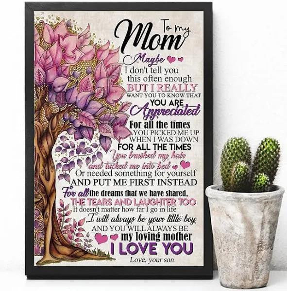 You'll Always Be My Loving Mother Gift To My Mom Portrait Poster & Canvas Sweet Home Decor Wall Gift For Mother Family Gift For Birthday Mother's Day Christmas