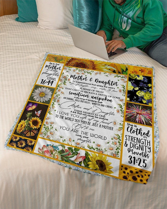 BeKingArt Family Personalized You're The World With Sunflower Gift For Mother And Daughter Fleece Blanket