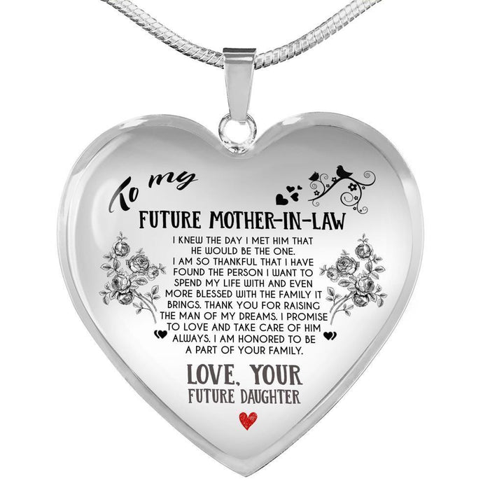 To Future Mother-In-Law Thank You For Raising The Man Of My Dreams Luxury Heart Necklace Gift For Mom Mother's Day Gift Ideas