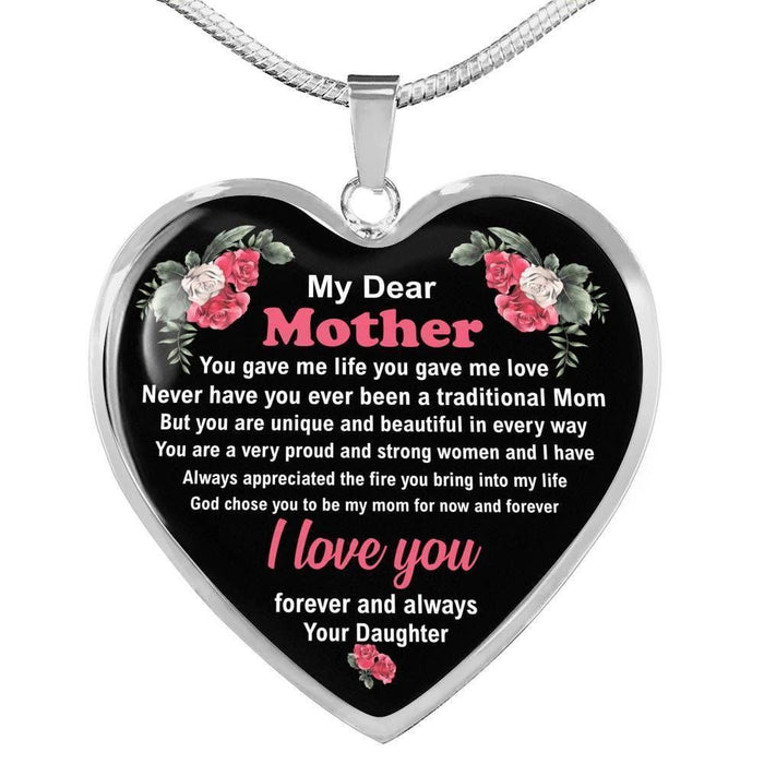 To My Dear Mother You Gave Me Life You Gave Me Love Luxury Heart Necklace Gift For Mom Mother's Day Gift Ideas