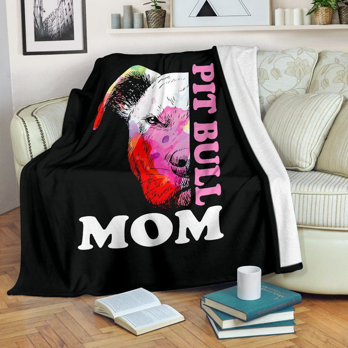 Pit Bull Mom Premium Fleece Blanket Gift For Mom Mother's Day Gift Ideas