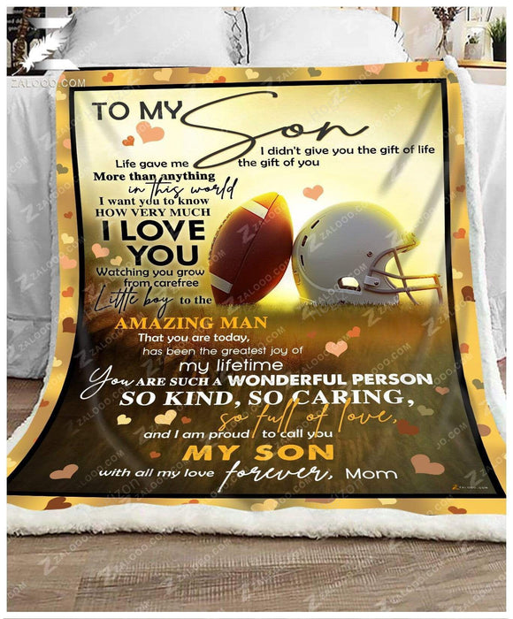 Custom Fleece Blanket - For Son From Mom - Football - Life gave me the gift of you