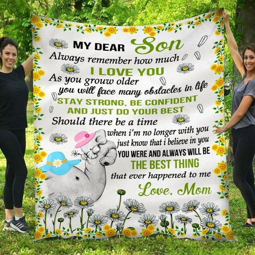 To My Son Stay Strong Be Confident Love Elephant Mom Gift - Fleece Blanket