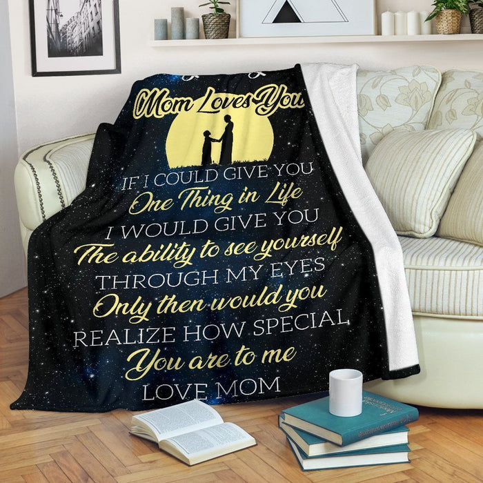 To My Daughter Mom Loves You Light Yellow Fleece Blanket Gift For Mom Mother's Day Gift Ideas
