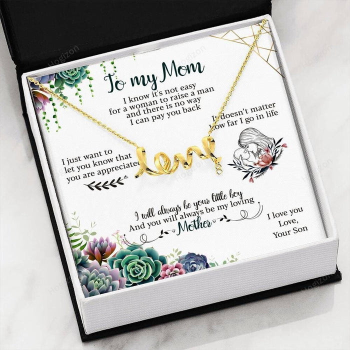 Gift For Mom-love, Son-scripted Love Necklace Message Card Favo Jewelry