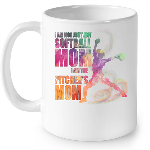 I Am Not just Any Softball Mom I Am The Pitchers Mom W - Full-Wrap Coffee White Mug