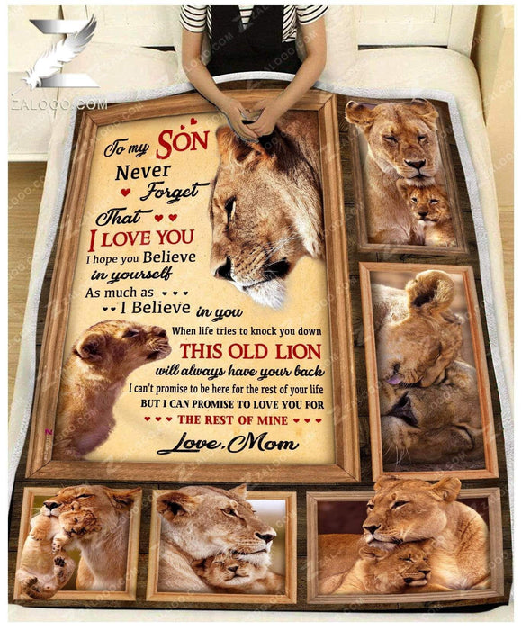 Zalooo - Fleece Blanket - Custom Blanket -  LION - To my Son (Mom) - I Will Always Have Your Back