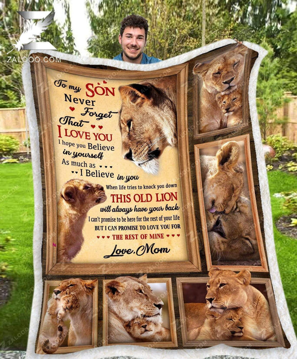 Zalooo - Fleece Blanket - Custom Blanket -  LION - To my Son (Mom) - I Will Always Have Your Back