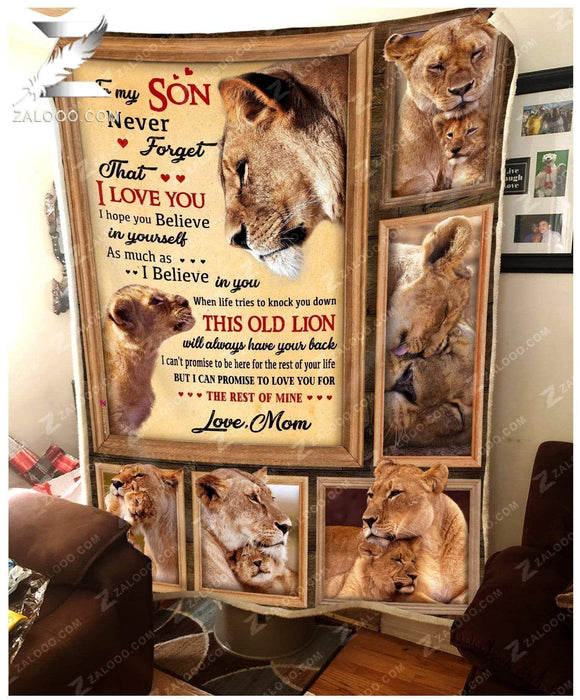 Zalooo - Fleece Blanket - Custom Blanket -  LION - To my Son (Mom) - I Will Always Have Your Back