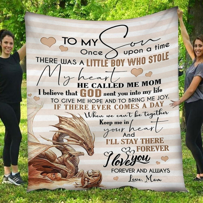 To My Son I Love You Forever & Always Dragon Mom To Son Gift - Fleece Blanket