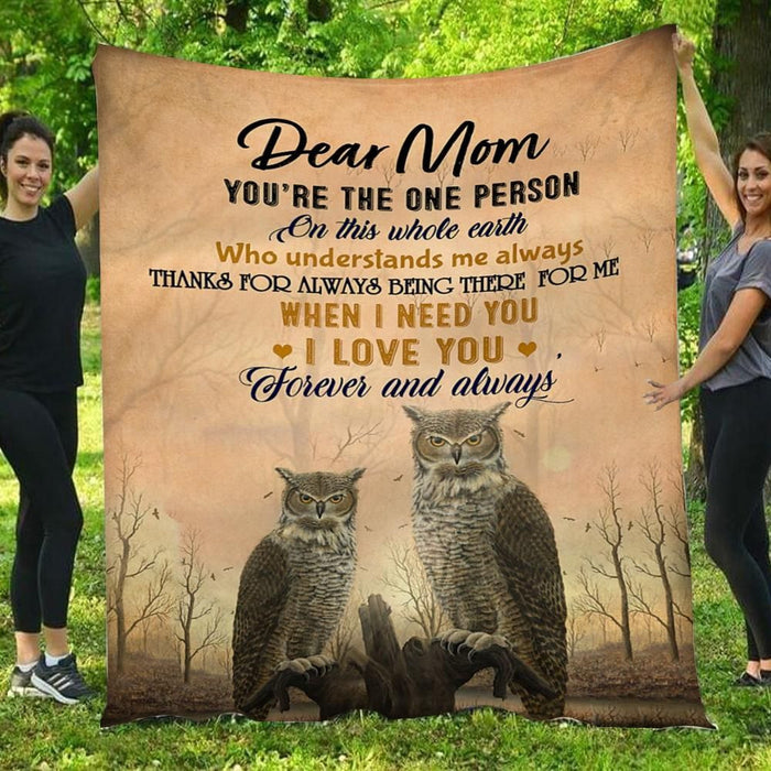 Dear Mom I Love You Forever And Always Fleece Blanket Owls Love Mom Gift - Fleece Blanket