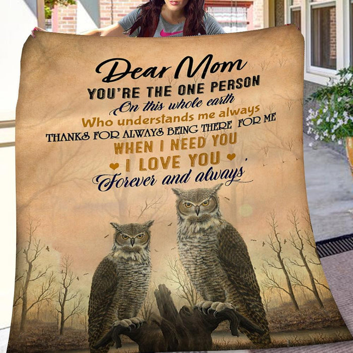Dear Mom I Love You Forever And Always Owls Love Mom Gift - Fleece Blanket
