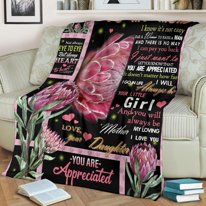 Gift to Mom from Daughter Beautiful Flower Personalized Blanket Mother's Day Gift