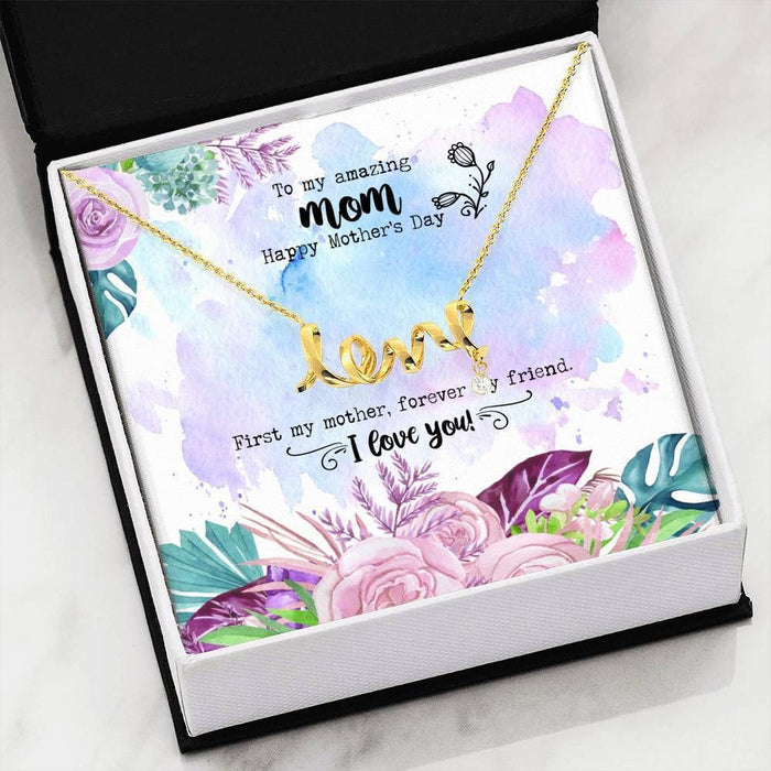 I Love You Gift For Mom Silver Scripted Love Necklace Message Card Favo Jewelry