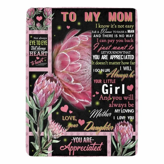 Gift to Mom from Daughter Beautiful Flower Personalized Blanket Mother's Day Gift