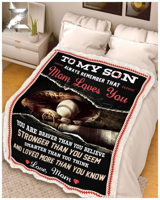Blanket - Baseball - To My Son - Mom Loves You