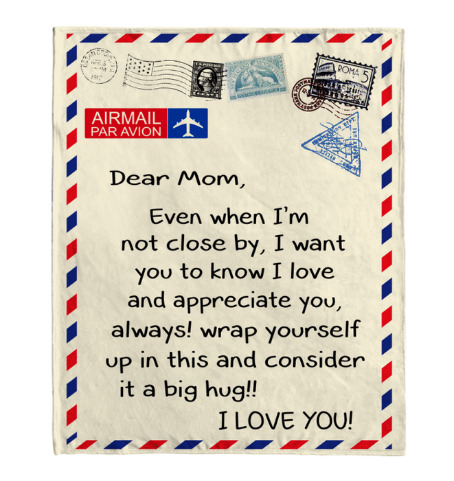 Dear Mom I Love Appreciate You Old Vintage Envelope Fathers Day Gift From Son Daughter Fleece Blanket T