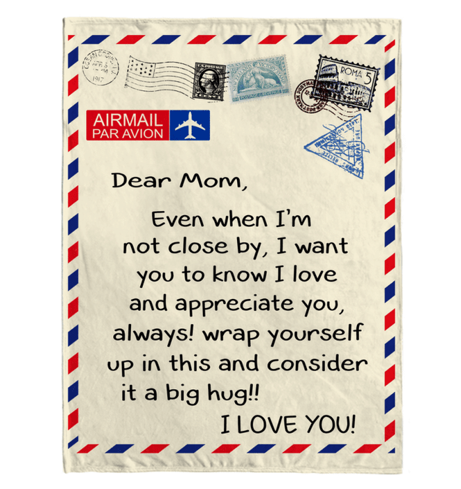 Dear Mom I Love Appreciate You Old Vintage Envelope Fathers Day Gift From Son Daughter Fleece Blanket T