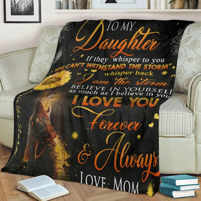 To My Daughter I Love You Love Forever Sunflower Mom Gift - Fleece Blanket