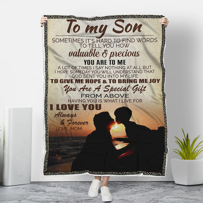 To My Son I Love You Always And Forever Mom Fleece Blanket