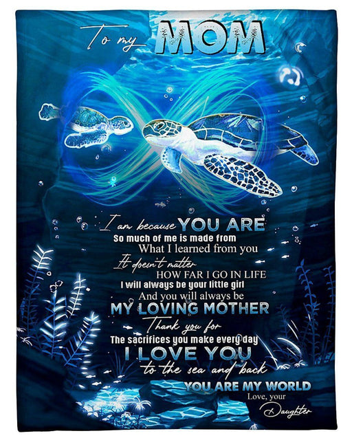 BeKingArt Family Personalized Sea Turtle You Are My World Daughter Gift For Mom Fleece Blanket