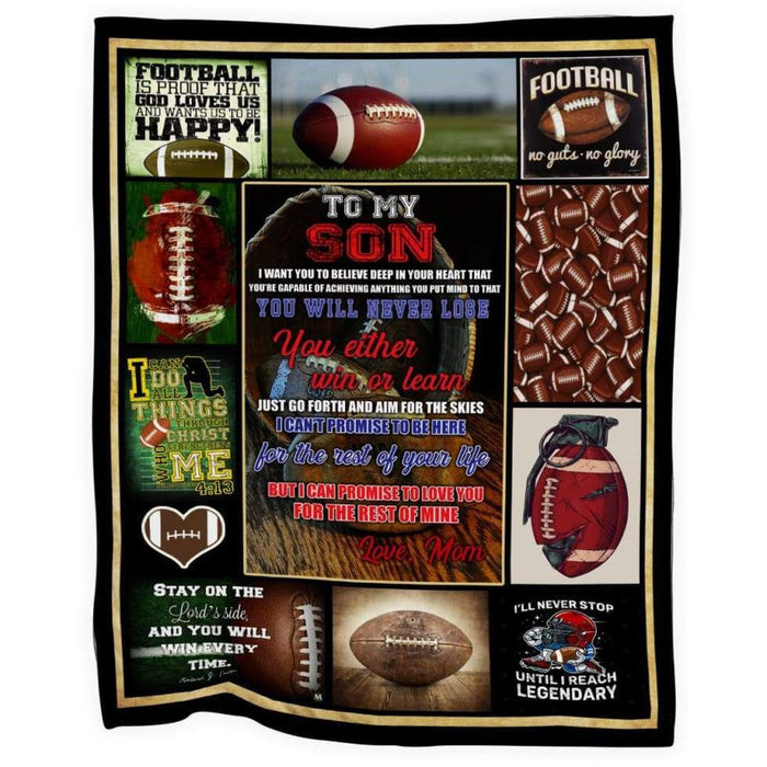 Football Lover To My Son Lovely Quote Letter From Mom Throw Fleece Blanket