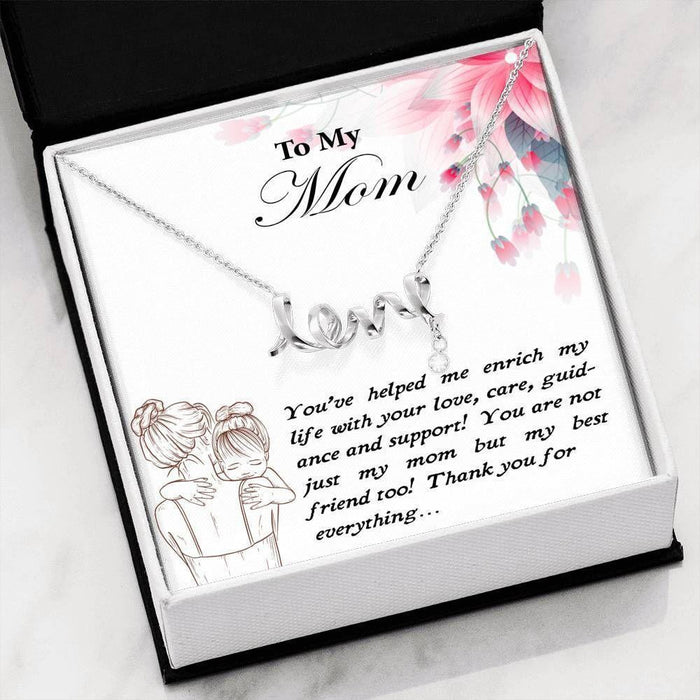 To My Mom Thank You For Everything Scripted Love Necklace Gift For Mom Mother's Day Gift Ideas