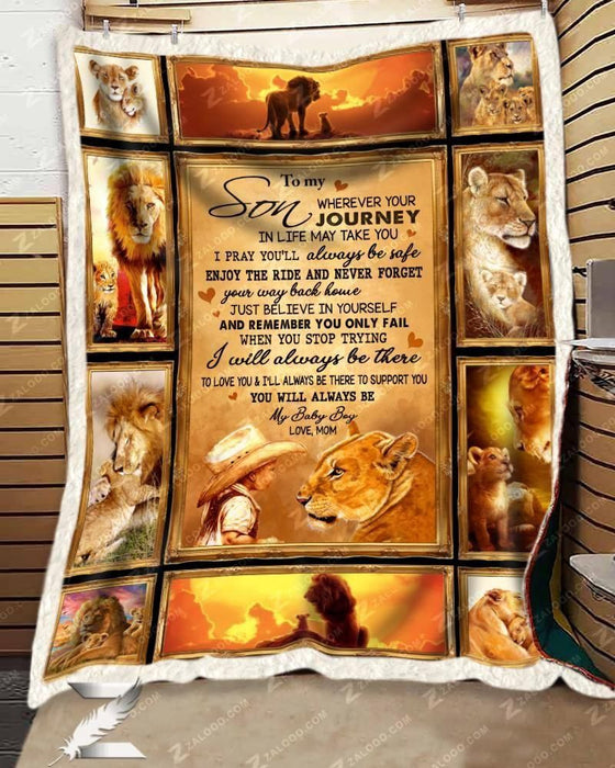Custom Fleece Blanket - For Son From Mom - LION - Journey