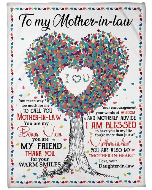 BeKingArt Family Personalized Daughter In Law Gift For Mother In Law Heart Tree You Are My Bonus Mom Sherpa Fleece Blanket