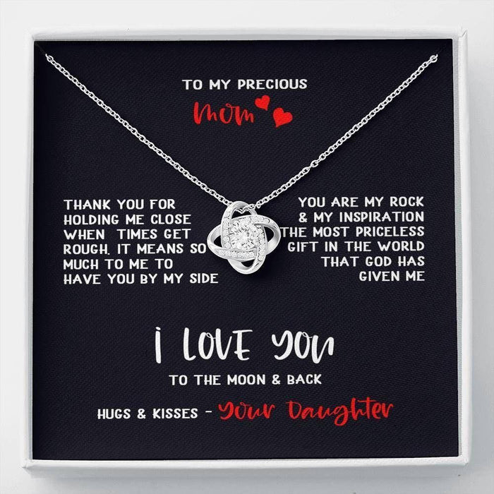Family To Precious Mom Thank For Holding Me Close Love Knot Necklace For Mom