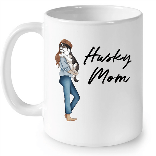 Husky Mom Dog Mom Lover - Full-Wrap Coffee White Mug