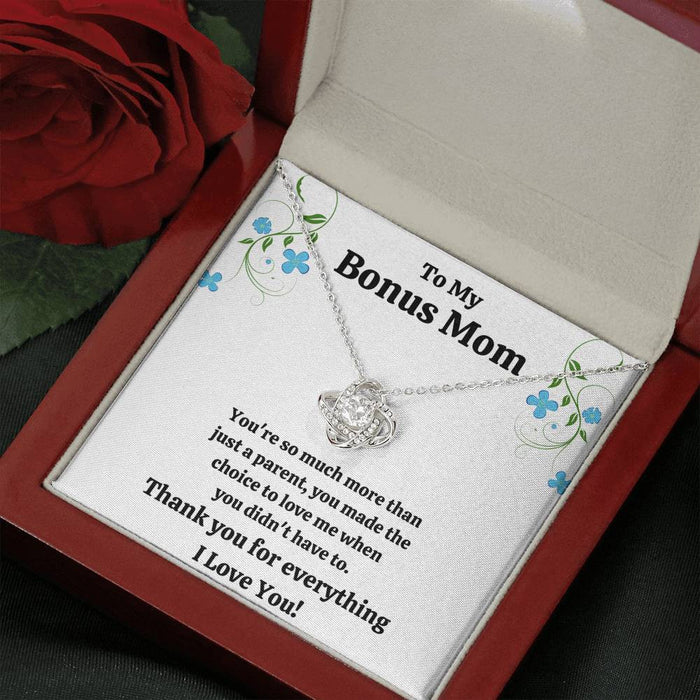 TO MY BONUS MOM "CHOICE TO LOVE ME" LOVE KNOT NECKLACE GIFT SET