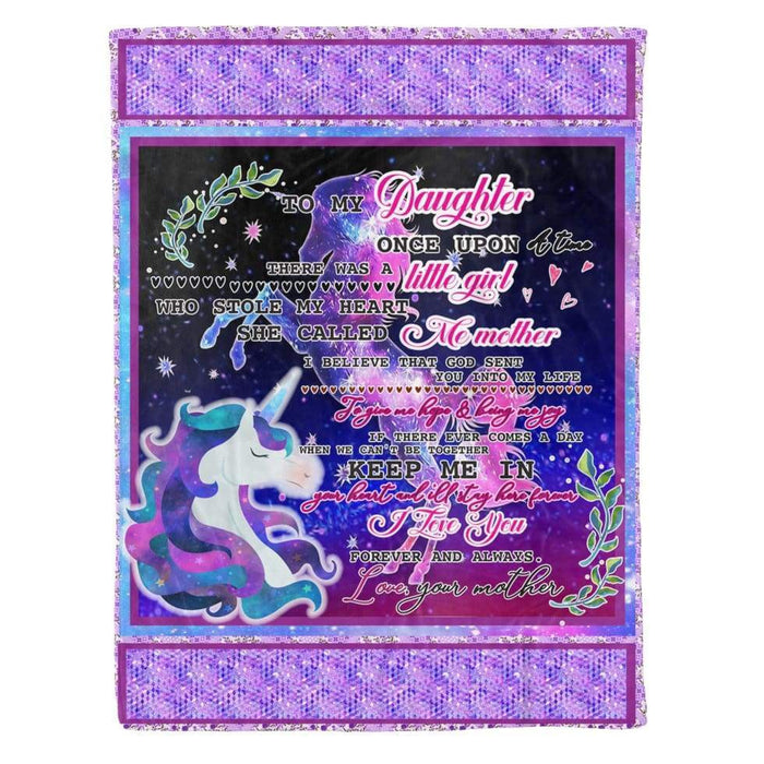 Unicorn To My Daughter Letter Quotes From Mom Throw Cozy Fleece Blanket