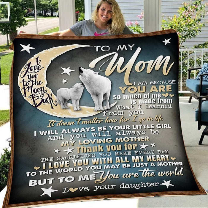 To My Mom Wolf Gift For Mom Fleece Blanket Gift For Mom Mother's Day Gift Ideas