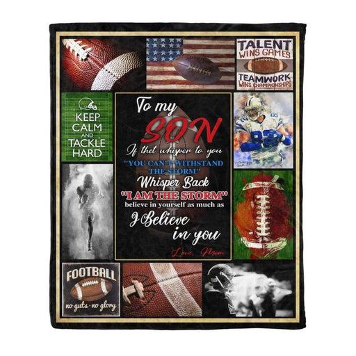 Football Lover Throw Fleece Blanket Saying Quote To My Son I Believe In You From Mom